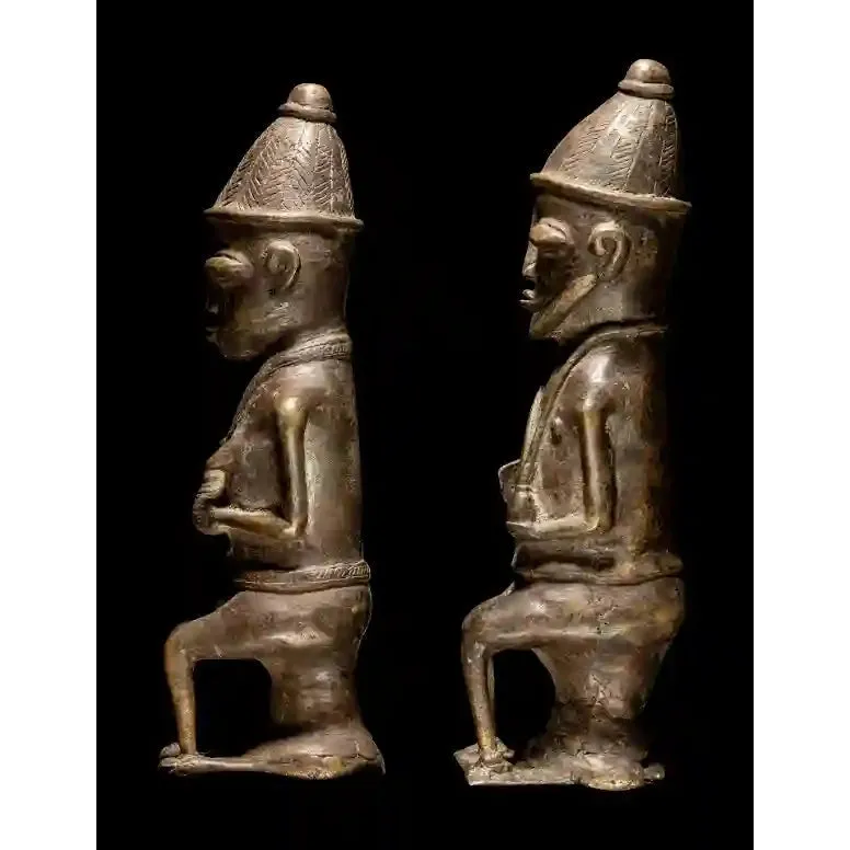 Yoruba Ogboni Male and Female Seated Figures PAIR, Nigeria #854, 857 PAIR